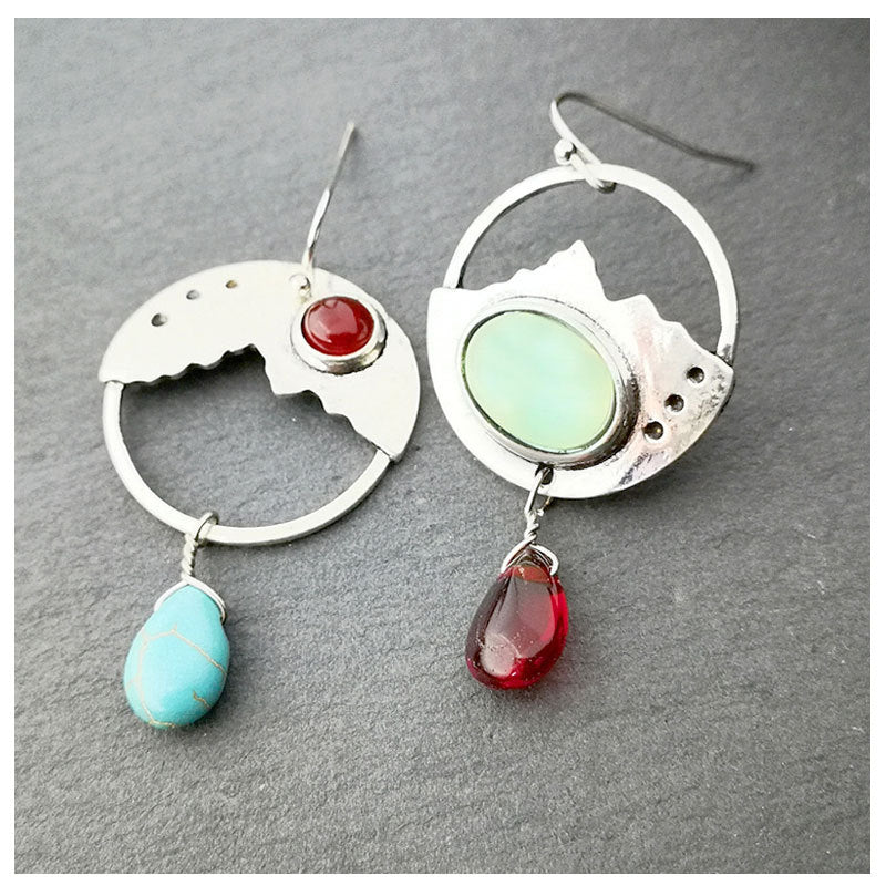 Wholesale Vintage Onyx & Turquoise Metal Earrings